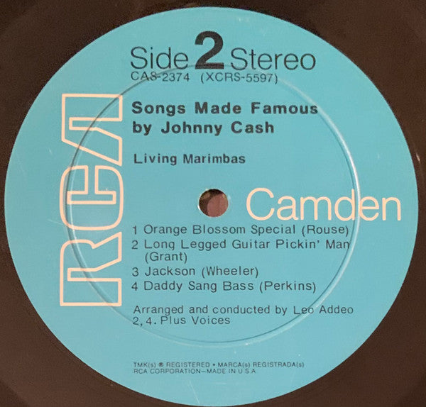 Living Marimbas Plus Voices* - Songs Made Famous By Johnny Cash - LP