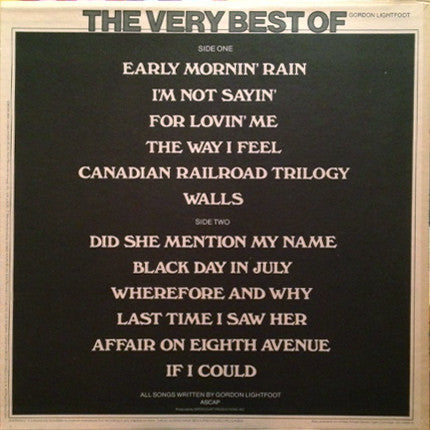Gordon Lightfoot - The Very Best Of Gordon Lightfoot - LP