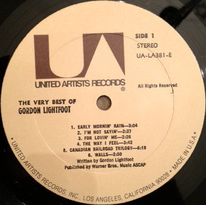 Gordon Lightfoot - The Very Best Of Gordon Lightfoot - LP