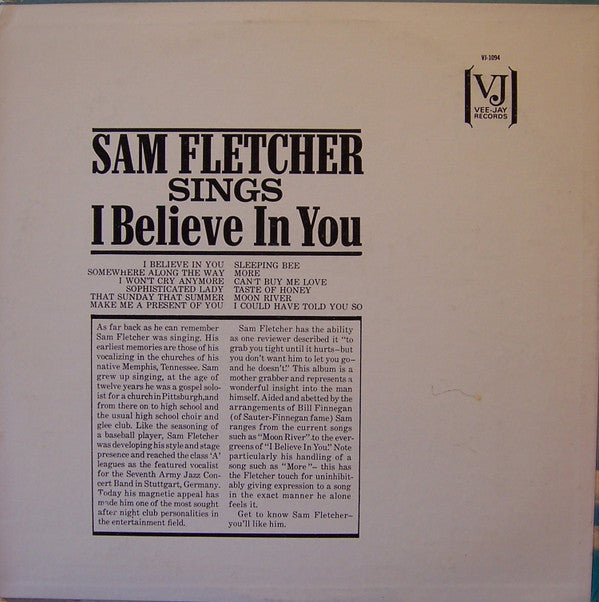 Sam Fletcher - Sings I Believe In You - LP