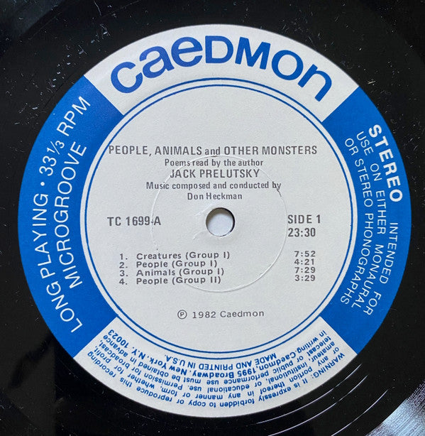 Jack Prelutsky - People, Animals And Other Monsters - LP