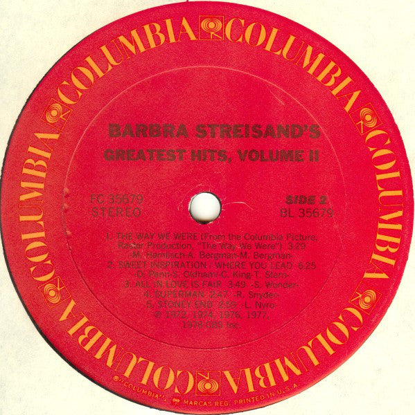 Barbra Streisand - Barbra Streisand's Greatest Hits - Volume 2 - LP