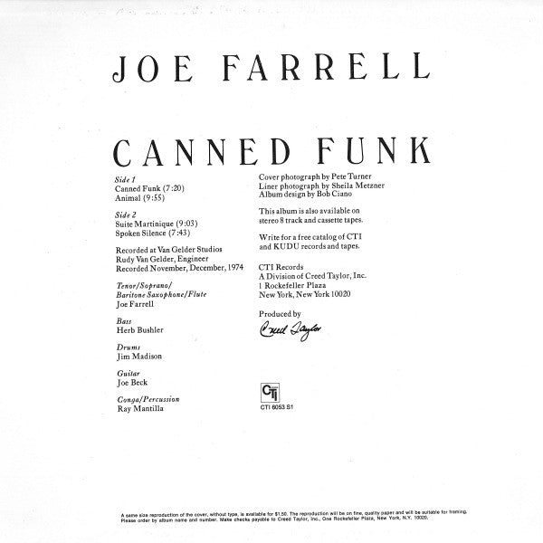 Joe Farrell - Canned Funk - LP