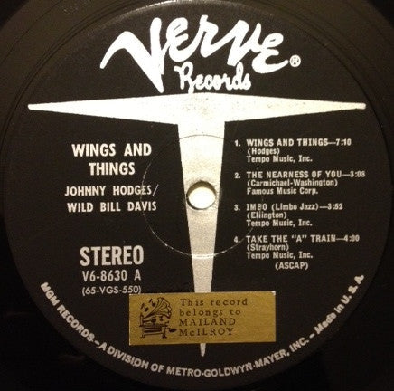 Johnny Hodges / Wild Bill Davis - Wings & Things - LP