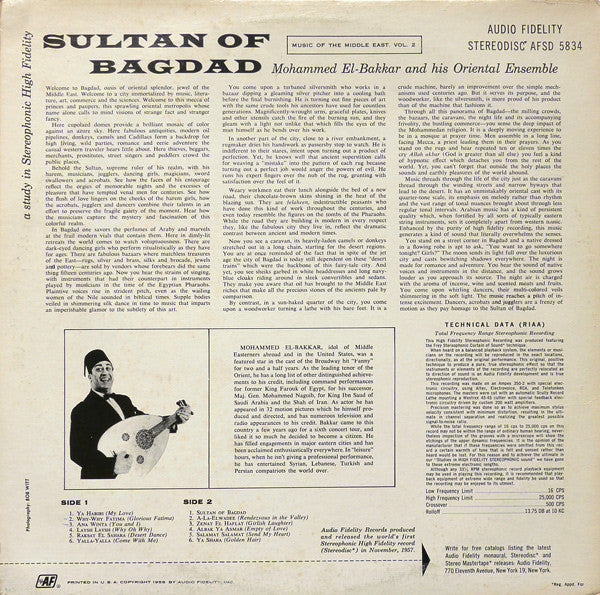 Mohammed El-Bakkar And His Oriental Ensemble* - Sultan Of Bagdad - LP