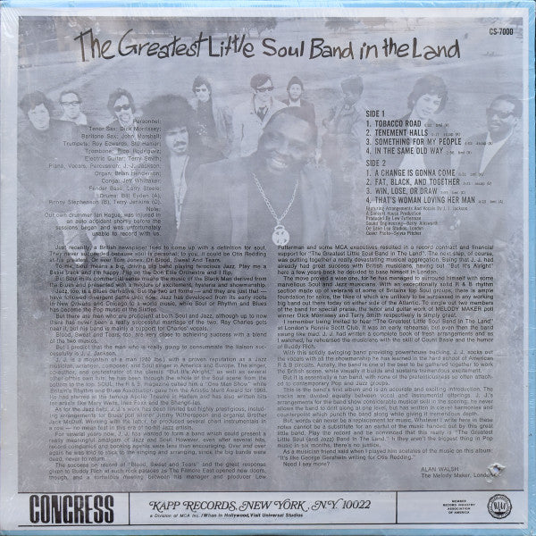 The Greatest Little Soul Band In The Land Featuring Arrangements And Vocals By J.J. Jackson - The Greatest Little Soul Band In The Land - LP