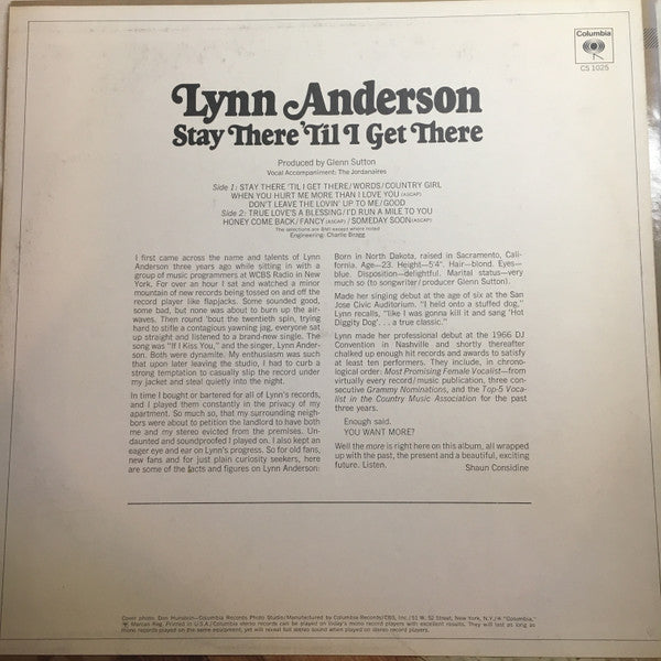 Lynn Anderson - Stay There 'Til I Get There - LP