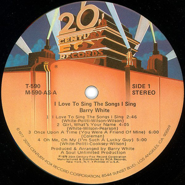 Barry White - I Love To Sing The Songs I Sing - LP