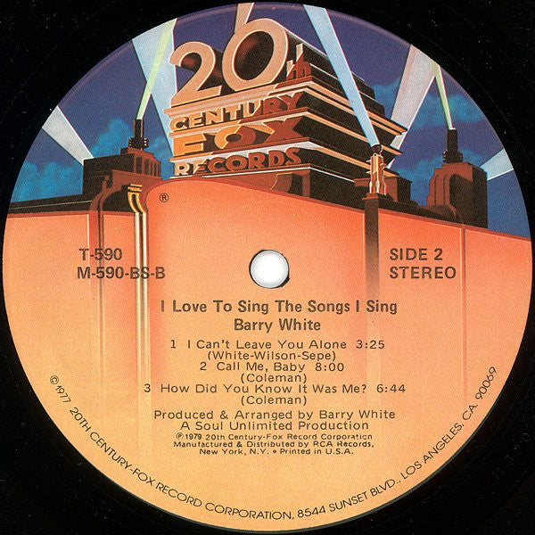 Barry White - I Love To Sing The Songs I Sing - LP