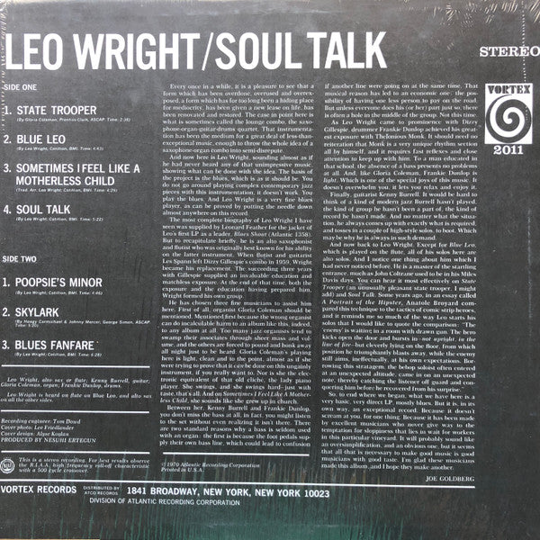 Leo Wright - Soul Talk - LP