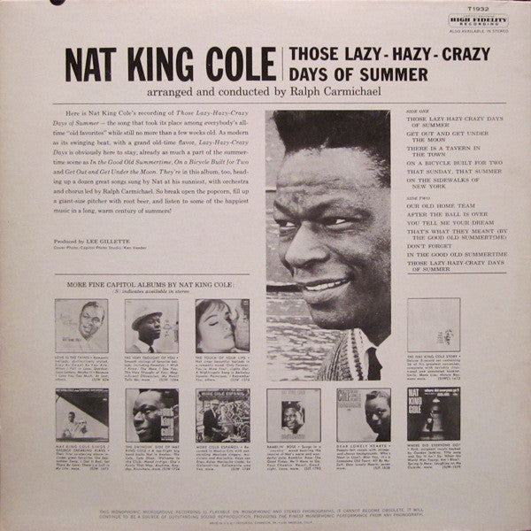 Nat King Cole - Those Lazy-Hazy-Crazy Days Of Summer - LP