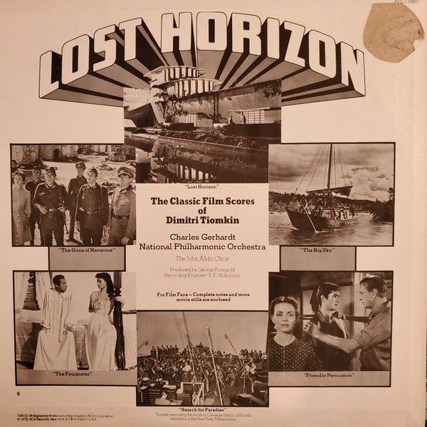 Tiomkin* / National Philharmonic Orchestra - Lost Horizon - The Classic Film Scores Of Dimitri Tiomkin - LP