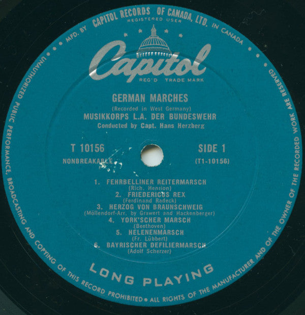 Das Musikkorps L.A. Der Bundeswehr - HI-FI German Marches - LP