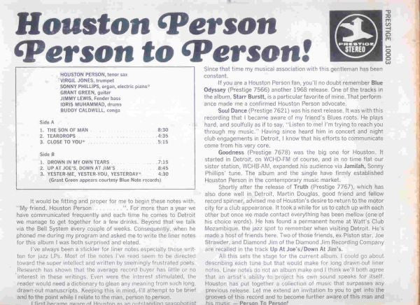 Houston Person - Person To Person! - LP