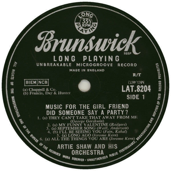 Artie Shaw And His Orchestra - Did Someone Say "A Party?" - LP