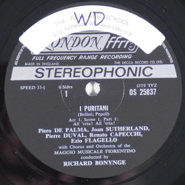 Vincenzo Bellini : Joan Sutherland, Richard Bonynge - I Puritani - LP