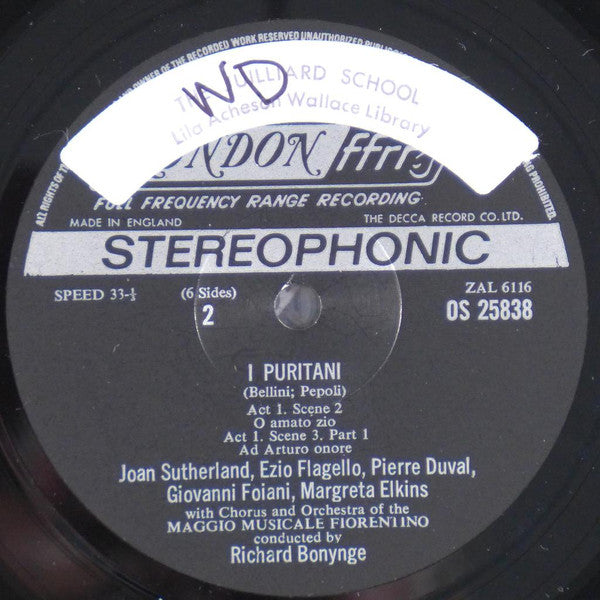 Vincenzo Bellini : Joan Sutherland, Richard Bonynge - I Puritani - LP
