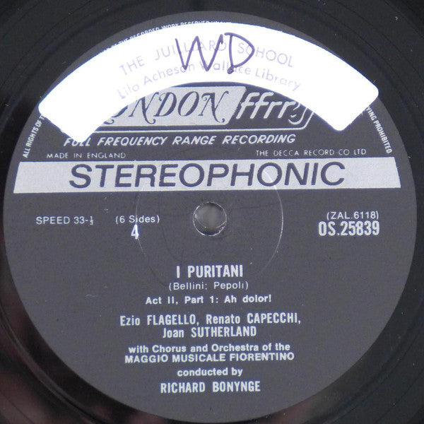 Vincenzo Bellini : Joan Sutherland, Richard Bonynge - I Puritani - LP