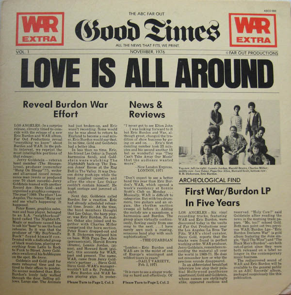 War Featuring Eric Burdon* - Love Is All Around - LP