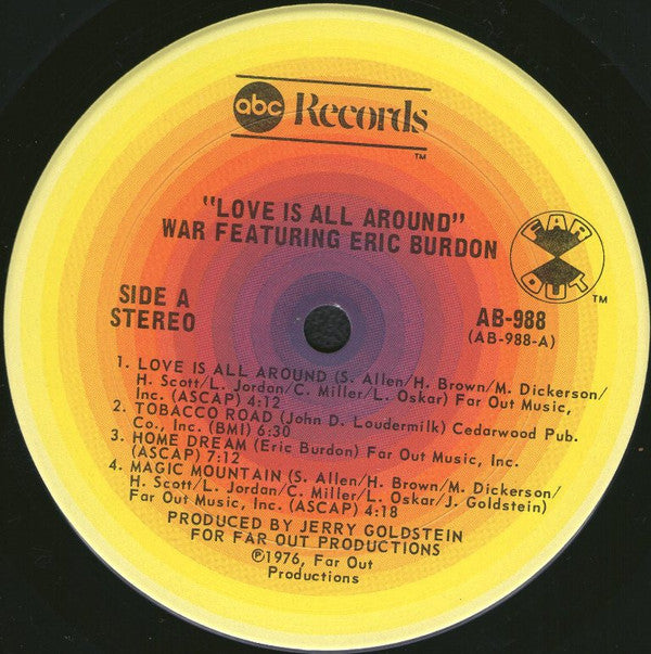 War Featuring Eric Burdon* - Love Is All Around - LP