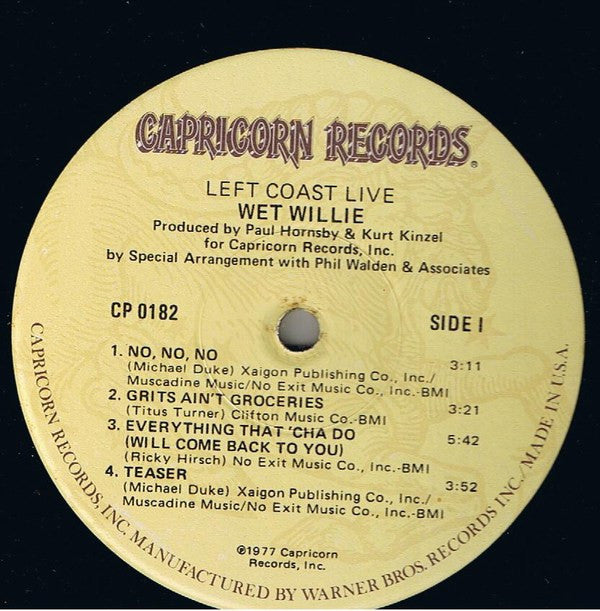 Wet Willie - Left Coast Live - LP