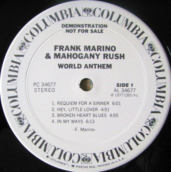 Frank Marino & Mahogany Rush - World Anthem - LP