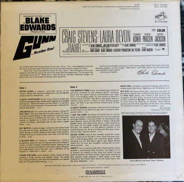 Henry Mancini - Gunn ...Number One!: Music From The Film Score - LP