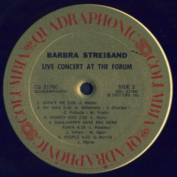 Barbra Streisand - Live Concert At The Forum - LP