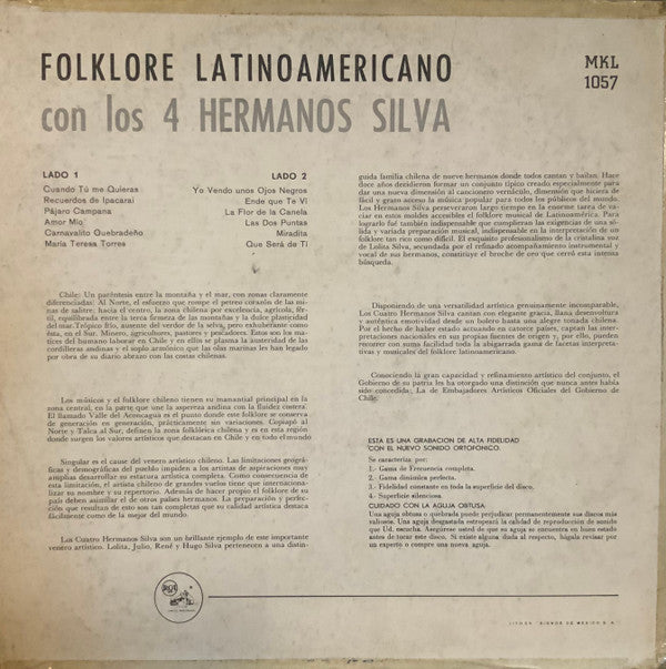 Los 4 Hermanos Silva - Folklore Latinoamericano Con Los 4 Hermanos Silva - LP