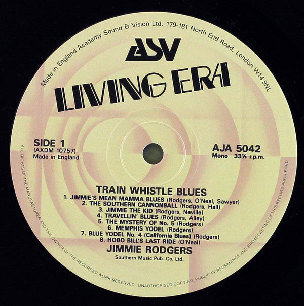 Jimmie Rodgers - Train Whistle Blues - LP