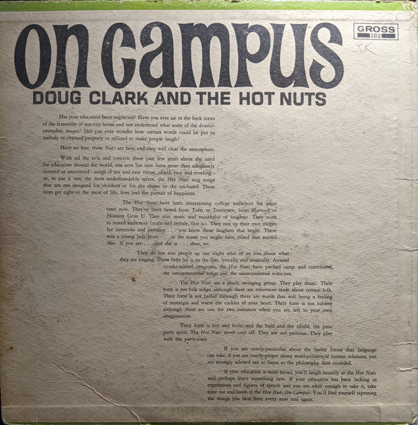 Doug Clark And The Hot Nuts* - On Campus - LP