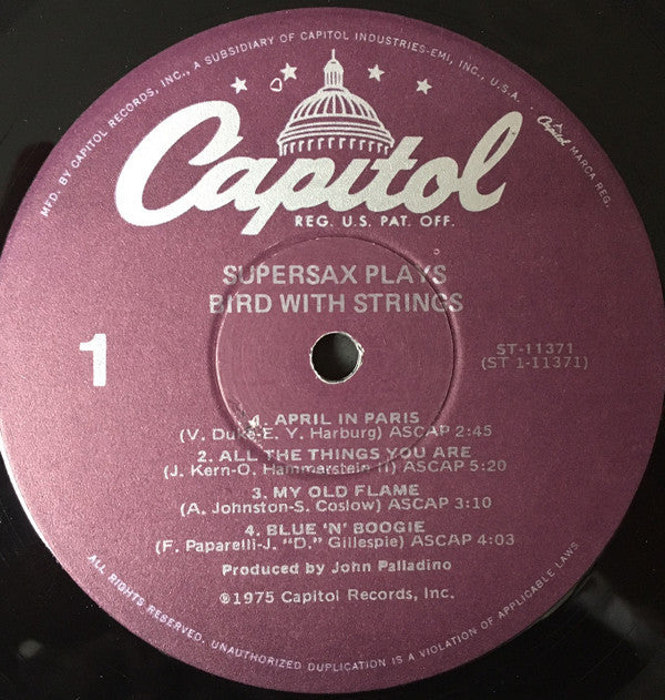 Supersax - Supersax Plays Bird With Strings - LP