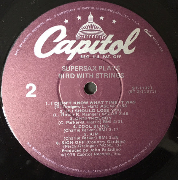 Supersax - Supersax Plays Bird With Strings - LP