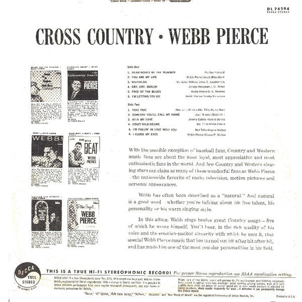 Webb Pierce - Cross Country - LP
