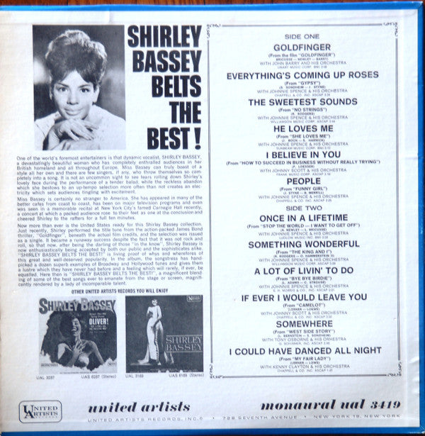 Shirley Bassey - Shirley Bassey Belts The Best! - LP