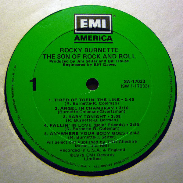 Rocky Burnette - The Son Of Rock And Roll - LP