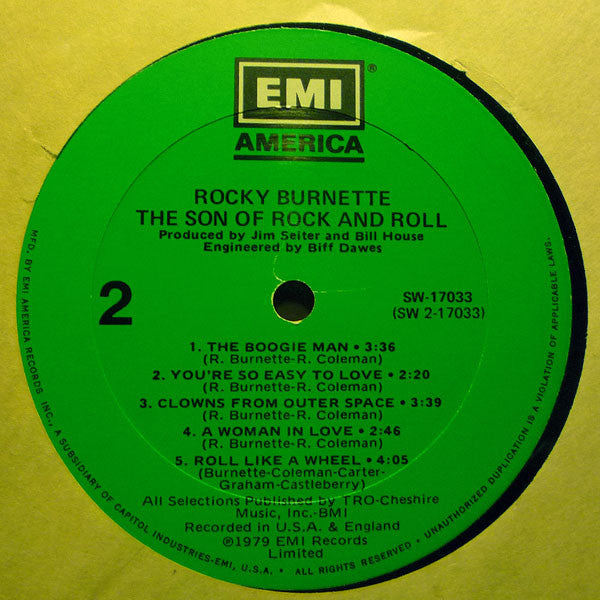 Rocky Burnette - The Son Of Rock And Roll - LP