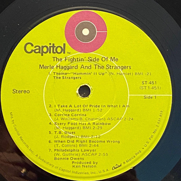 Merle Haggard With Bonnie Owens And The Strangers  - The Fightin' Side Of Me - LP