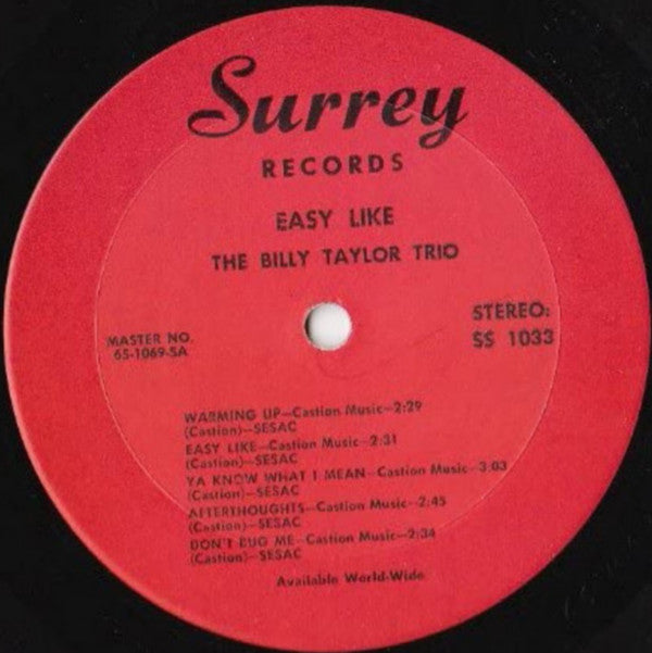 The Billy Taylor Trio* - Easy Like - LP