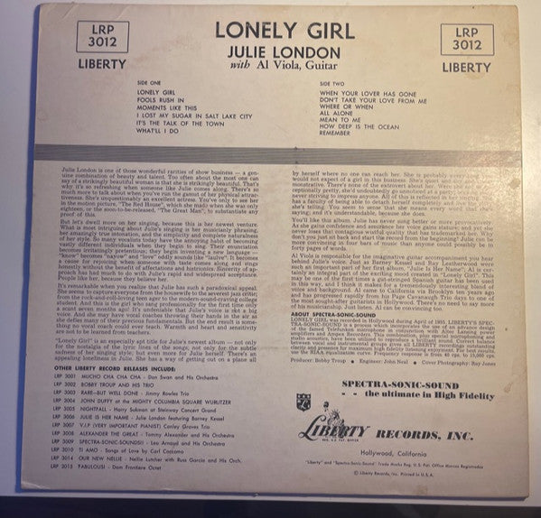 Julie London - Lonely Girl - LP