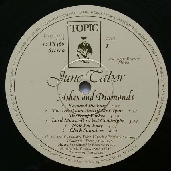June Tabor - Ashes And Diamonds - LP