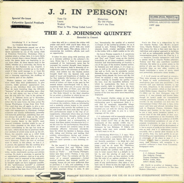 The J.J. Johnson Quintet - J. J. In Person! - LP