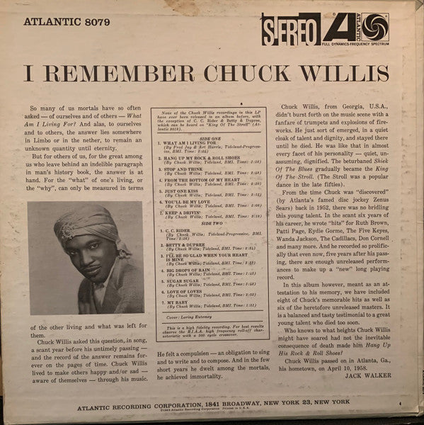 Chuck Willis - I Remember Chuck Willis - LP