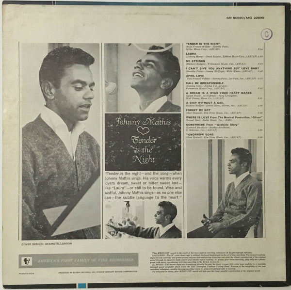 Johnny Mathis - Tender Is The Night - LP