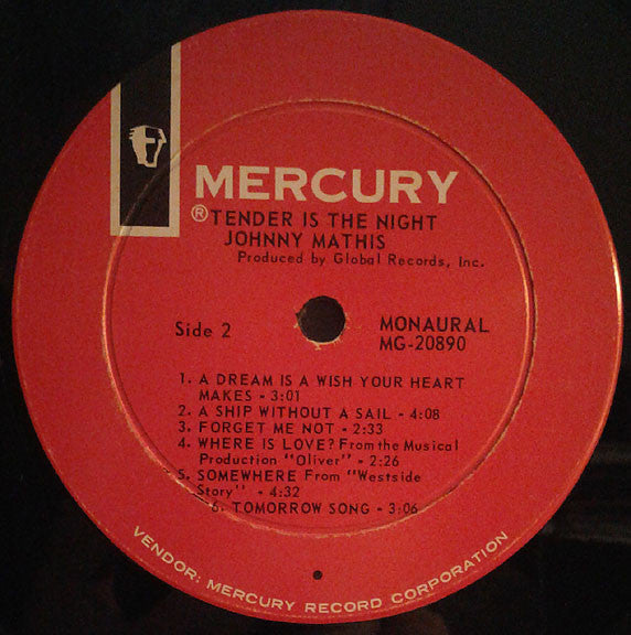 Johnny Mathis - Tender Is The Night - LP