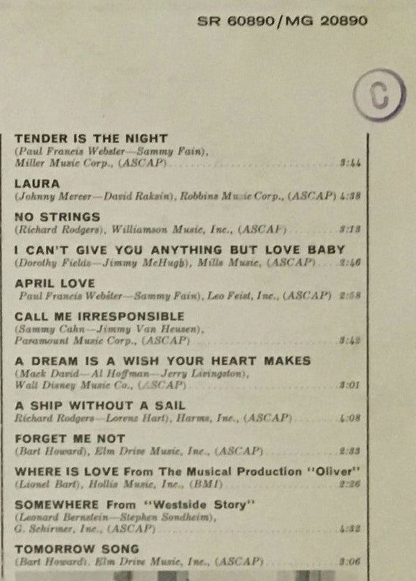 Johnny Mathis - Tender Is The Night - LP