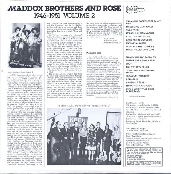 Maddox Brothers And Rose - 1946-1951 Volume 2 - LP