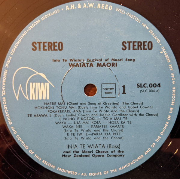 Inia Te Wiata And The Maori Chorus Of The New Zealand Opera Company - Inia Wiata's Festival Of Maori Song: Waiata Maori - LP
