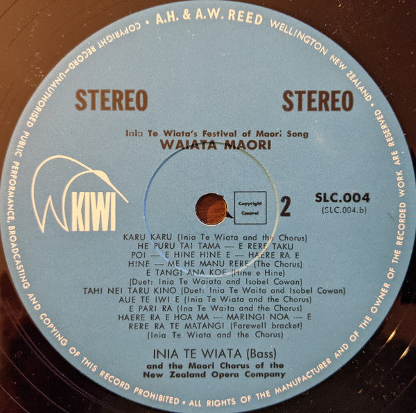 Inia Te Wiata And The Maori Chorus Of The New Zealand Opera Company - Inia Wiata's Festival Of Maori Song: Waiata Maori - LP