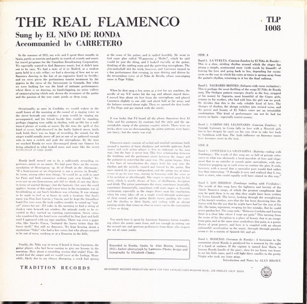 El Niño De Ronda* -  Sings The Real Flamenco - LP